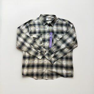 Hurley Mens Gray Aztec Plaid Button Up Shirt Portland Flannel 2XL NWT